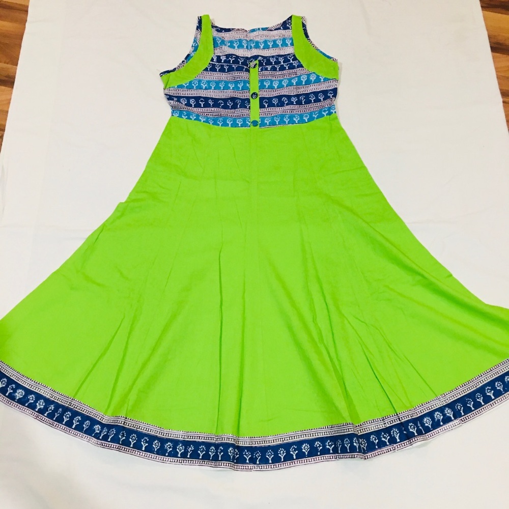 NWT Royal Blue and Lime Green Tribal Print Tunic Dress Indian Pakistani Summer